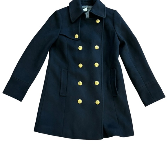 J. Crew Wool Cashmere Double Breasted Pea Coat Black Women’s 4 Preppy Luxury - Picture 3 of 15